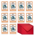 Set of 10 illustrated new home moving cards with cats on sofa and red envelopes - Orange Cat On Blue Sofa Style (T02040061)