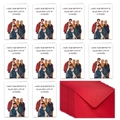Set di 10 biglietti di auguri illustrati con buste rosse vivaci coordinate - Stile Foto a Quattro Persone(T02040214)