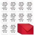 Set di 10 divertenti biglietti di compleanno per fratello con buste rosse in griglia - Stile Fantastico(T02040216)