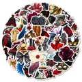 Wasserfeste Gothic-Sticker-Set mit roten Rosen und Vintage-Maskeraden-Masken - T01042816