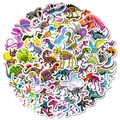 Set d'autocollants néon squelette de dinosaure pour décorer ordinateur portable et valise - Style de Squelette de Dinosaure Coloré(T01042783)