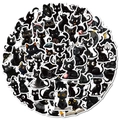 Set di 56 adesivi in PVC con gatto nero cartoon per decorazione creativa impermeabile - Set a Tema Gatto Nero Cartone Animato (T01042873)