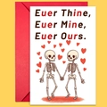 Tarjeta de felicitación pareja de esqueletos con sobre rojo para regalo San Valentín - Estilo Dibujado a Mano Esqueleto Tomado de la Mano Corazón (T02040157)