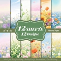 6x6 inch watercolor floral scrapbook paper pack with 12 unique flower designs for DIY crafts - Watercolor Floral Style (T01042949)