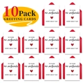 Dettaglio di 10 divertenti biglietti d'auguri con buste rosse venduti in set - Stile Tipografico Divertente (T020400571)