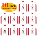 Dettaglio del set di 10 biglietti di Natale con motivi ad acquerello di Babbo Natale e pinguino - Stile Babbo Natale e Pinguino (T020400600) / Biglietti D'Auguri E Buste Rosse