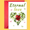 Tarjeta de San Valentín con corazón Eternal Love y sobre rojo de alta calidad - Estilo Corazón de Rosa Roja Amor Eterno (T02040170)