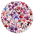 Set of 56 Gothic Lolita demon girl stickers for phone decor in red black and purple colors - Devil Girl Style (T01042862)