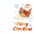 Christmas card with watercolor Santa Claus on a sleigh with gifts and Merry Christmas text - Santa Claus Sleigh With Gifts (T02040114)