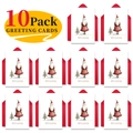 Set di 10 biglietti di Natale vintage con buste rosse e Babbo Natale disegnato a mano - Stile Babbo Natale in Veste Rossa e Piccolo Albero (T020400598) / Biglietti D'Auguri E Buste Rosse
