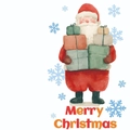 Watercolor Santa Claus with gifts greeting card design with Merry Christmas text - Santa Claus Holding Gift Boxes (T02040115)
