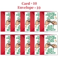 Set of 10 funny birthday cards with red envelopes and rolling tobacco illustration - Humorous Rolling Style (T020400567)