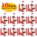 Flat lay of 10 pack fox birthday greeting cards with red envelopes and cake illustration - Watercolor Fox Style (T020400613)