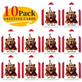Lot de 10 cartes d'anniversaire ours avec enveloppes rouges en disposition matrice - Style Ours de Dessin Animé (T020400614)