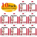 Set of 10 funny Santa Claus Christmas cards with red envelopes and festive greetings - T020400621