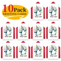 Set mit 10 Geburtstagskarten mit Cartoon-Pinguinen und roten Umschlägen in Reihen - Pinguin-Stil (T020400616)