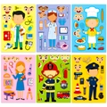 6er-Pack DIY Berufe-Anklebe-Sticker-Set für Kinder zum Lernen und interaktivem Spielen - Berufskleidung Gesichtswechsel-Aufkleber (T01042979) / 6 Stück