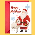 Christmas greeting card with Santa and sheep illustration plus a red envelope - Santa And Sheep Illustration Set (T02040129)