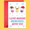 Tarjeta de San Valentín con acuarela de copas de vino y sobre rojo a juego - Estilo Confesión Copa de Vino Elemento de Navidad (T02040186)