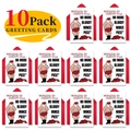 Set of 10 funny Santa Claus greeting cards with red envelopes for festive holiday gifting - Humorous Santa Style (T020400620)