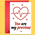Tarjeta de San Valentín con diseño de corazón ECG y sobre rojo You Are My Precious - Estilo Eres Mi Preciado ECG de Corazón (T02040193)