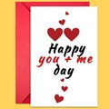 Set de tarjetas de San Valentín con letras Happy You Me Day y patrones de corazones - Estilo Arte de Corazón Feliz Día Tú Más Yo (T02040195)