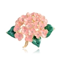 Squisita spilla a ortensia con petali di smalto rosa e strass scintillanti brillanti - Stile Ortensia Rosa (XZ064-A)