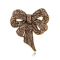 Vintage gold bow brooch with champagne rhinestones and elegant hollowed patterns - Gold & Champagne Style (B380-B)