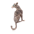 Spilla vintage a leopardo dorata con macchie nere e occhi di strass verdi su sfondo bianco - Stile Leopardo (D090-A)