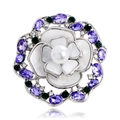 Elegante broche de camelia con perla blanca, pétalos de nácar y piedras preciosas de colores - Estilo Concha Plateada (B319-A) / Plateado