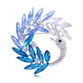 Elegante zilveren zwaan broche met blauwe kristallen en pave gezette steentjes - B306-a