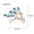 Elegant gold deer brooch with sky blue teardrop crystals and white rhinestones, 9g weight - Blue Water Drop Reindeer Style (C666-A)