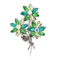 Detalle del broche de flor con cristales marquise verdes y diamantes de imitación de plata - Metal Plateado Con Diamantes De Imitación Verdes Y Amarillos(B321-C)