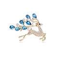 Funkelnde Elchbrosche mit goldener Legierung, blauen Kristallen und Strasssteinen für Damen - Goldener Hirsch (C666-A)