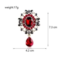 Vintage crystal brooch with red gemstones, dimensions 7.3 cm by 4.2 cm, weight 17g - Ruby Red(DLA333-A)
