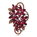 Vintage gold brooch with burgundy marquise crystals and purple rhinestone details - Wine Red Vintage Style (A123-D) / Burgundy