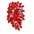 Elegant floral brooch with red crystals and iridescent stones set in gold plating - Bright Red (Gold Base)
