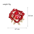 Broche rose vintage en émail rouge et cristal, dimensions de 5,0 cm par 4,7 cm environ - Style Rose Rouge (C625-A)