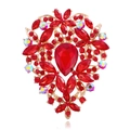 Detalle de broche de corazón en cristal rojo con centro de pera y base de aleación dorada - Rojo (B310-E)