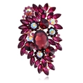 Elegant gold alloy brooch with deep burgundy crystals and iridescent AB rhinestones - Wine Red (Gold Base)
