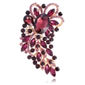 Vintage gold brooch featuring a large purple oval crystal and colorful floral stones - Purple Gold Base (B311-F)