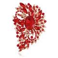 Exquisite gold alloy brooch featuring large ruby red crystals and colorful AB rhinestones - Gold Red Crystal (B312-E)