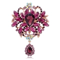 Vintage gold brooch with pear-shaped purple crystals and colorful AB rhinestones - Gold Base Purple Crystal