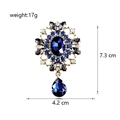 Vintage brooch with navy blue crystal oval stone and water drop pendant, 7.3cm length - Deep Blue(DLA333-B)