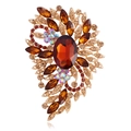 Macro detail of vintage floral brooch with amber gemstones and champagne crystals - Gold Amber Crystal (B312-H)