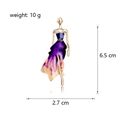 Elegant cartoon girl brooch with purple gradient enamel in gold-toned 6.5cm metal frame - Purple Gradient Style (C657-A)