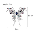 Silver liquid butterfly brooch with multicolor rhinestones, dimensions 6cm by 5.5cm - Liquid Metal Butterfly Style(C677-A)