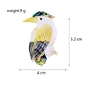 Detail view of colorful shell bird brooch with dimensions 5.2cm height and 4cm width - Kingfisher Style (A008-A)