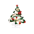 Broche sapin de Noël dorée avec émail vert et strass étincelants sur fond blanc - Style Étoile Rouge Émail (C679-A)