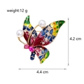 Detailed size view of vintage butterfly brooch with colorful enamel and pearls - Multicolor Butterfly Style (C155-A)